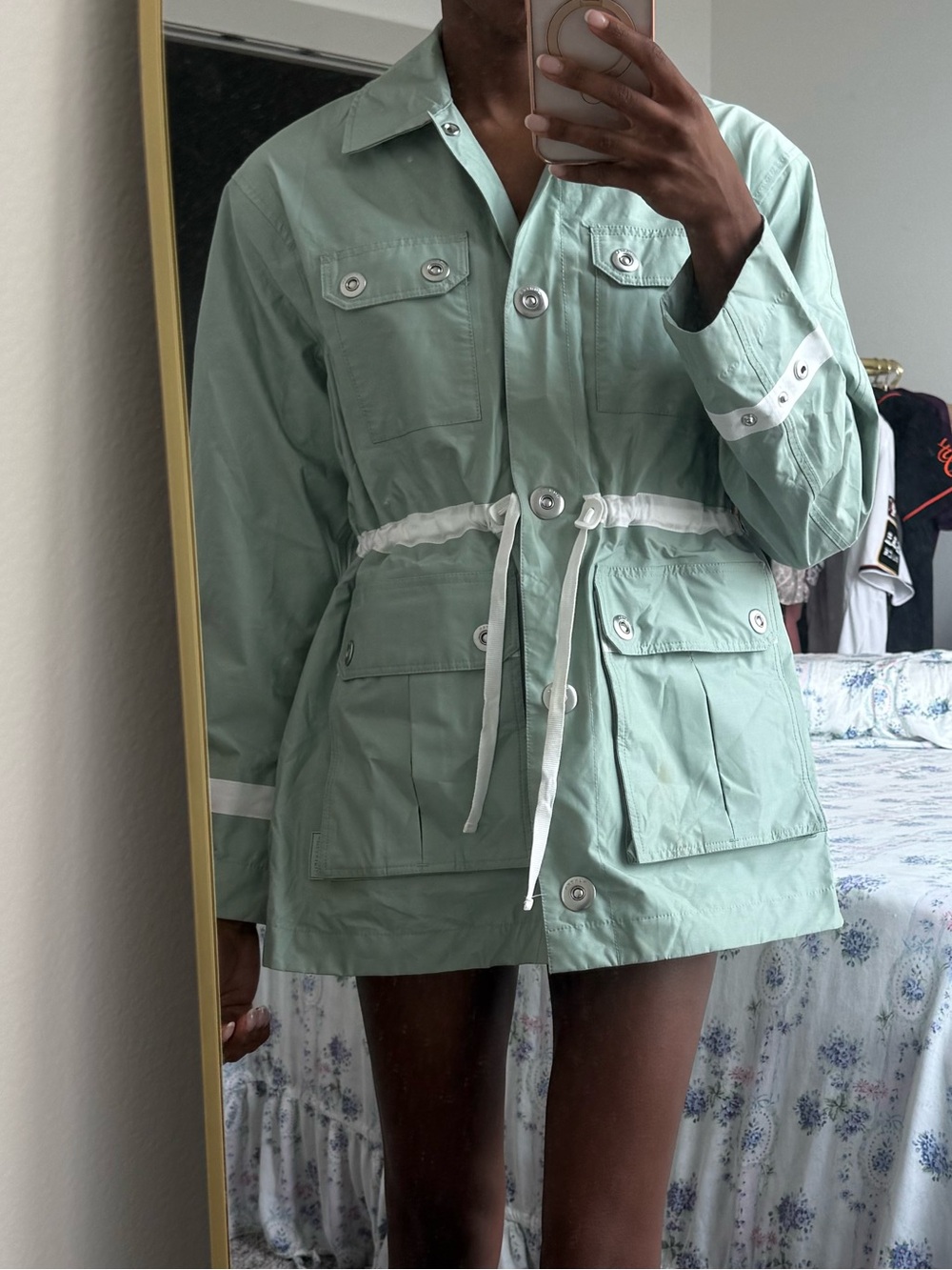 Hunter Mint Green Drawstring Rain Coat